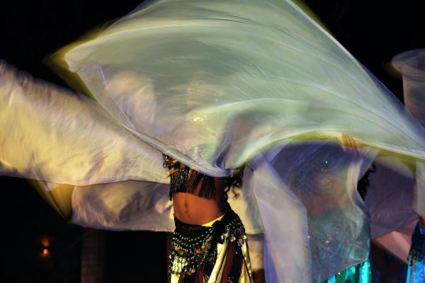 Belly dancer with flowing outfit