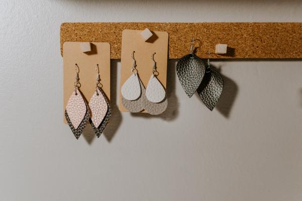 Earrings on a wall