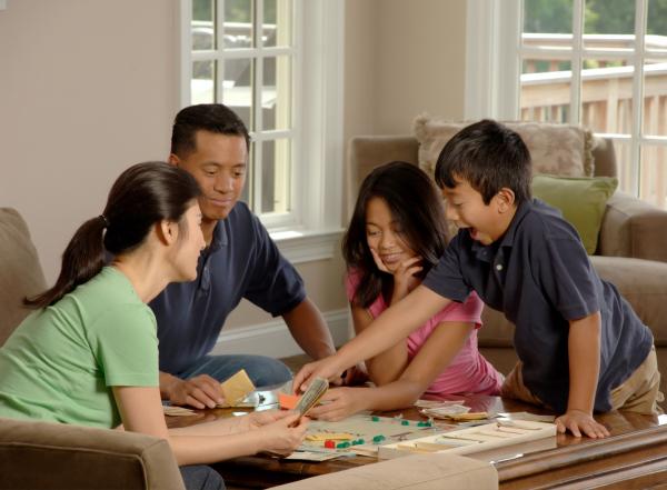 A family playing a board game